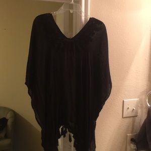 Black, sheer poncho